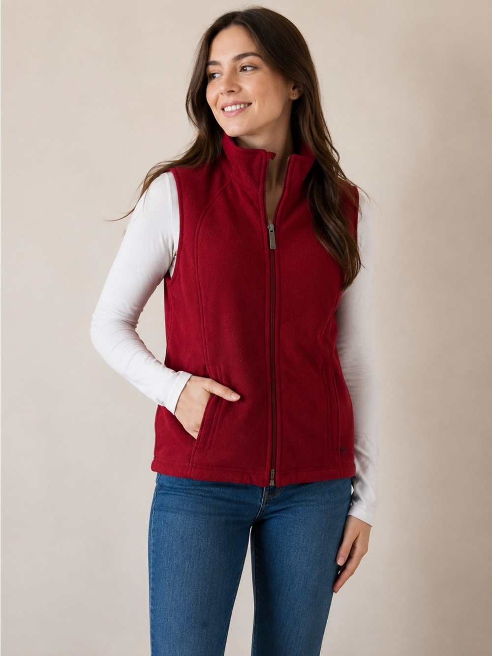 Woolrich Women's Deep Red Fleece Vest